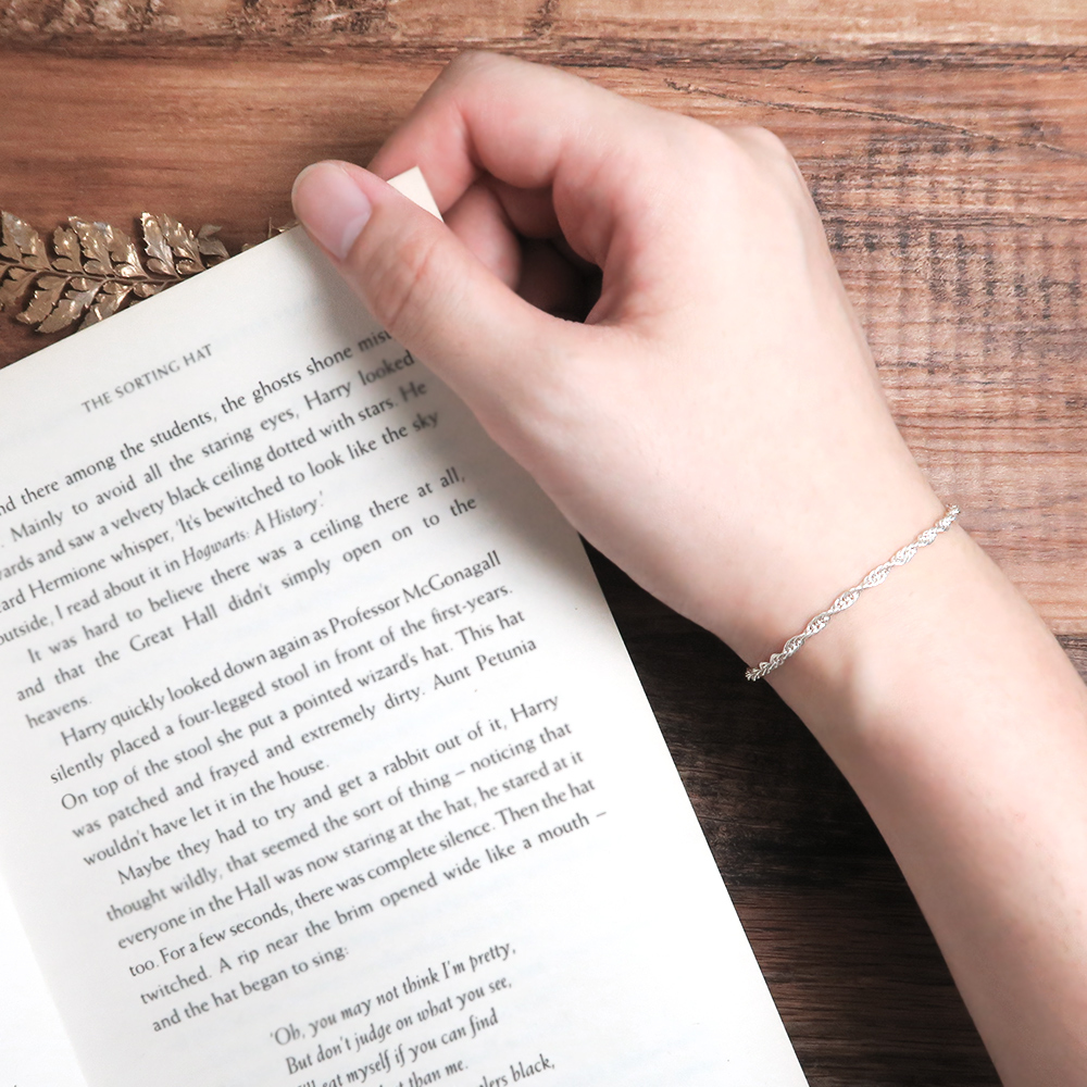 雙扣圓圈手鍊(2.4mm細鍊) 925純銀刻字手鍊