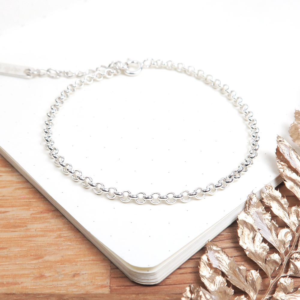 經典小圓手鍊(2.4mm細鍊) 925純銀刻字手鍊