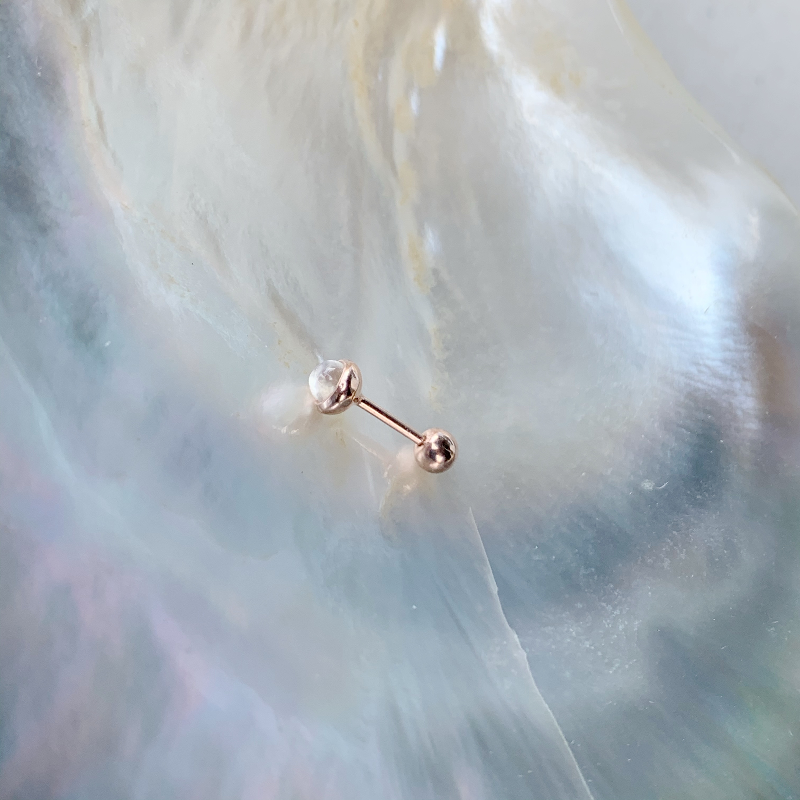 簡約光面小圓月光石轉珠耳環