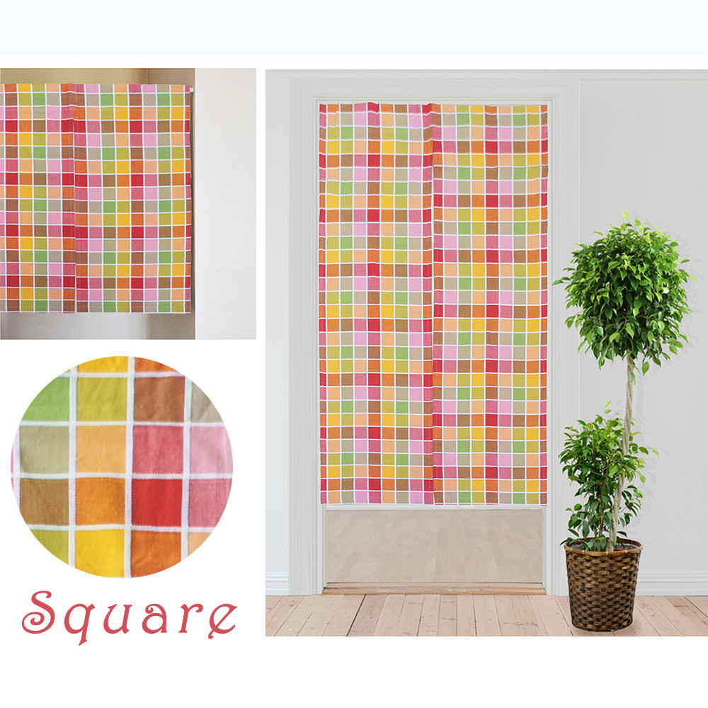 歐風純棉門簾(85x90cm)(85x150cm)_方格紅