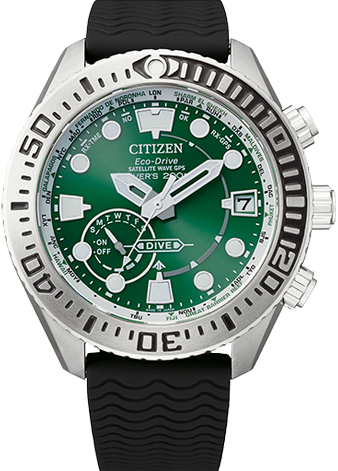 萬年鐘錶 - Citizen 星辰錶  光動能GPS衛星對時帝王綠專業潛水錶 CC5001-00W  錶徑47MM