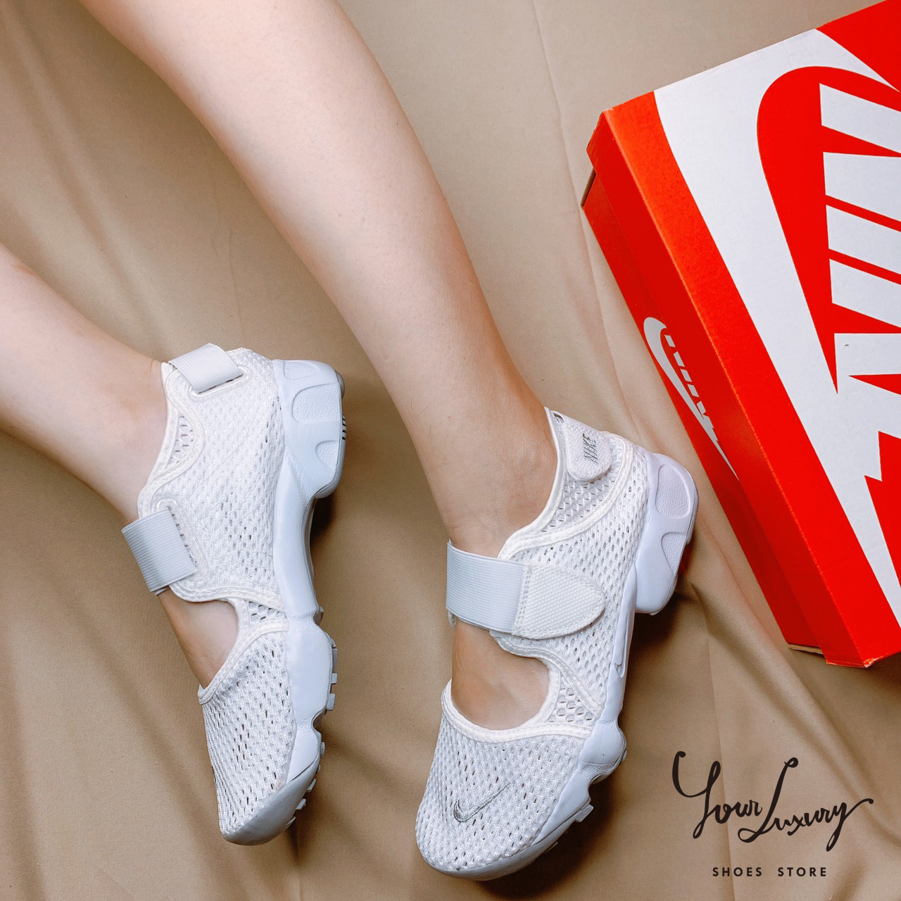 【Luxury】NIKE AIR RIFT KIDS 兒童 忍者鞋 大童 小尺碼女鞋 網面 魔鬼氈 涼鞋 正品代購 黑白分趾
