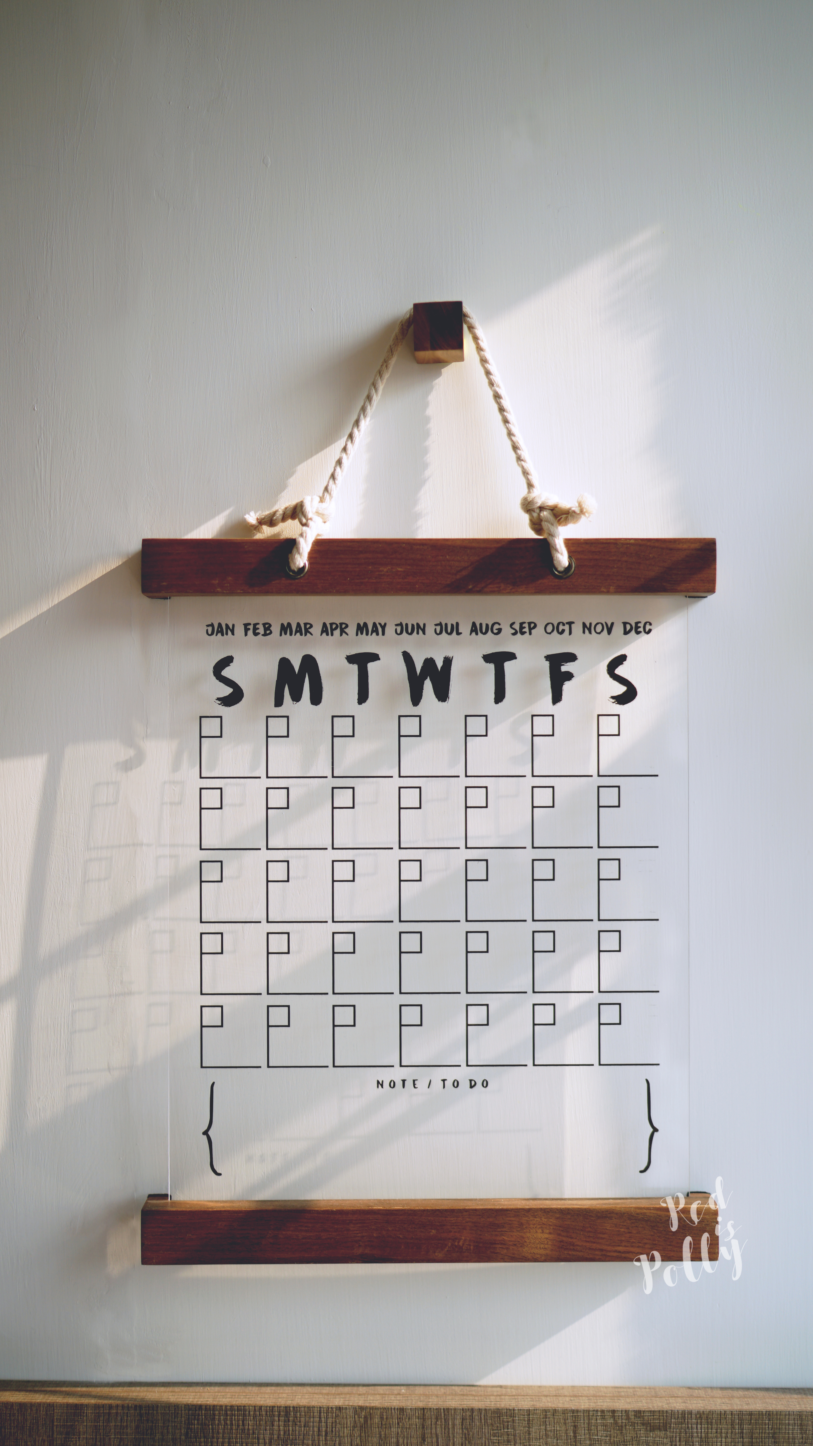 黑色亞加力月曆(免釘牆版)