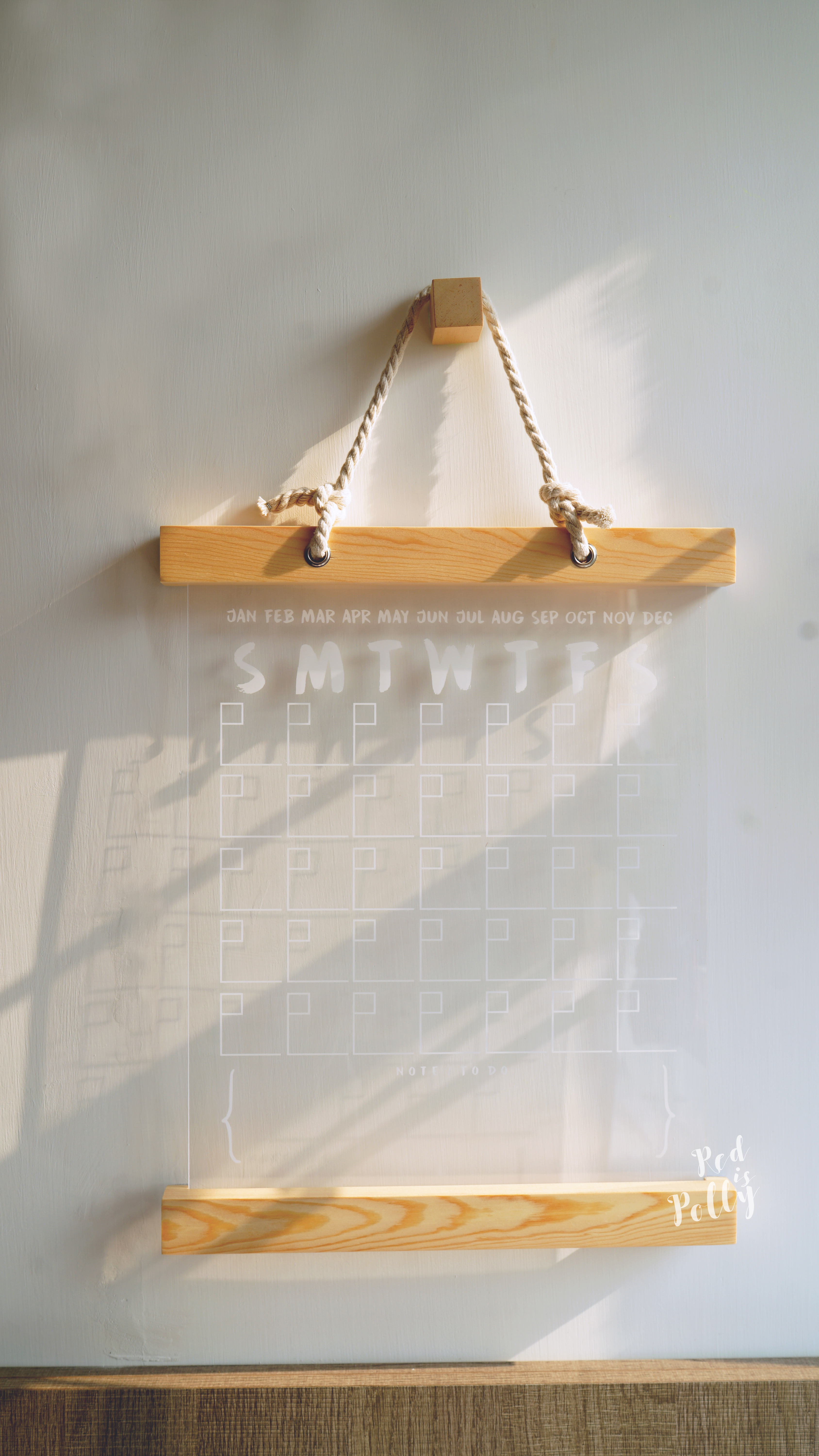 白色亞加力月曆(免釘牆版)