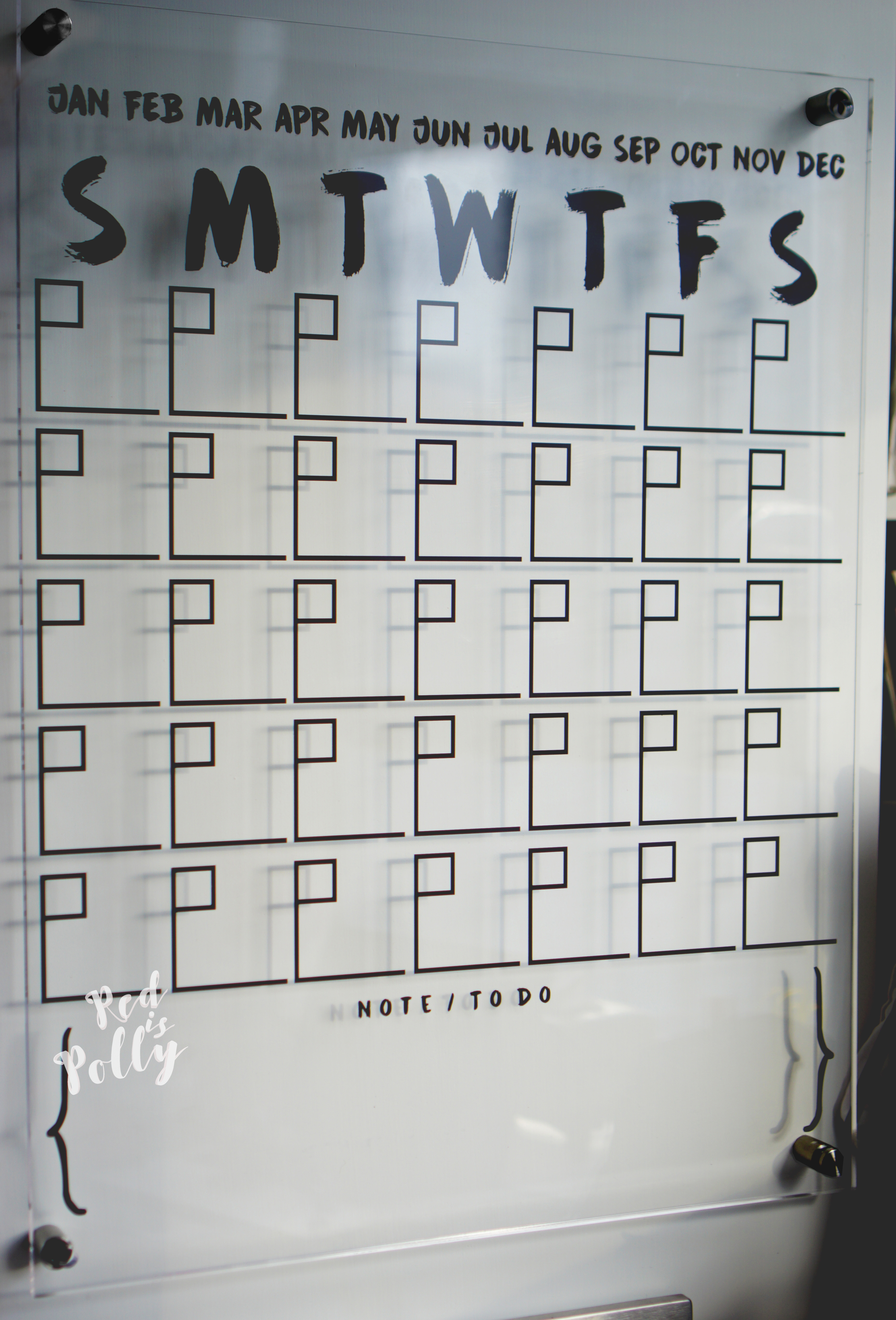 黑色亞加力月曆(牆上版)