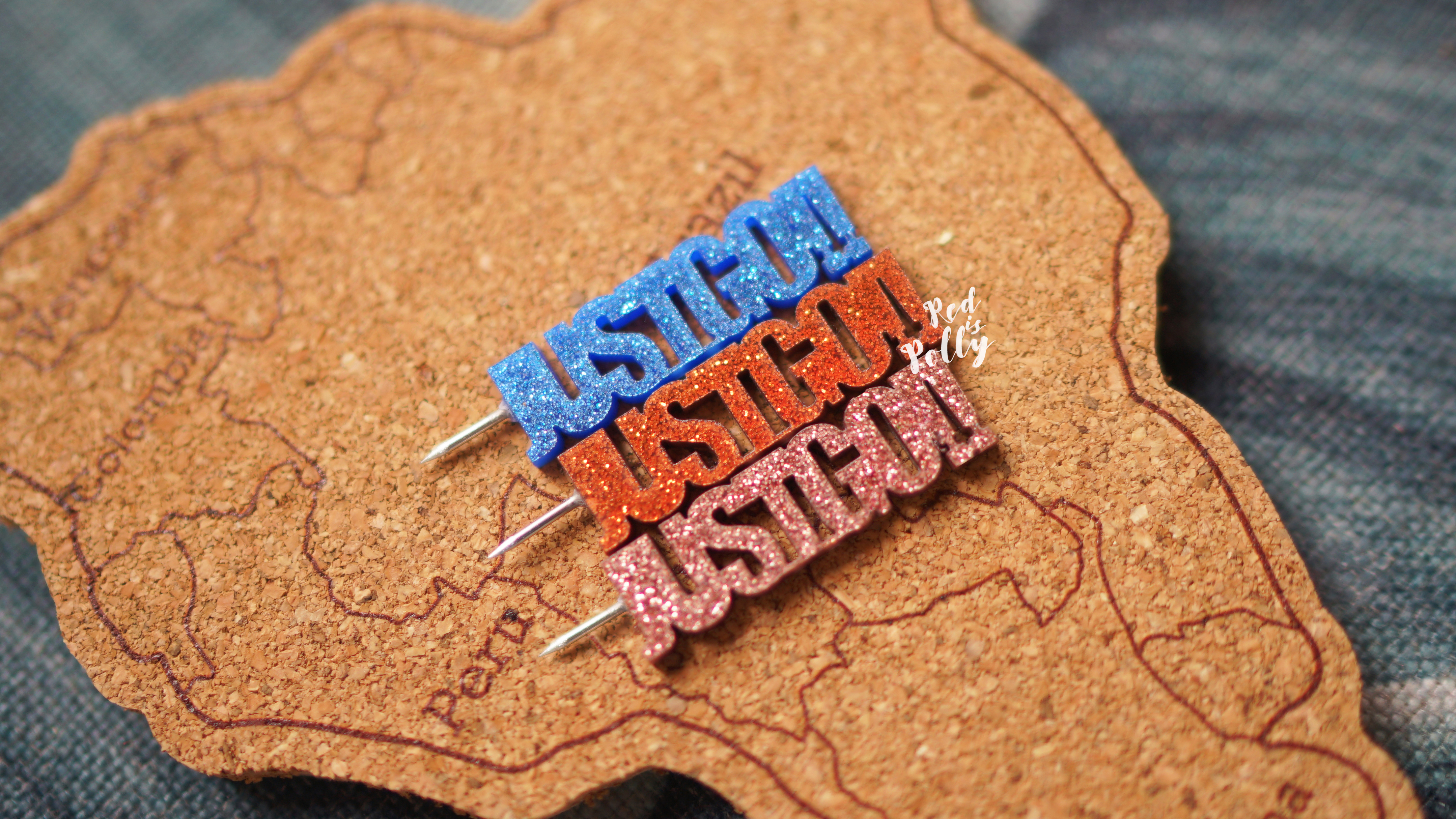 JUSTGO!!粉紅色閃面圖釘