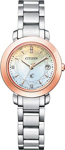 萬年鐘錶 - Citizen 星辰錶  XC   限定 - 白蝶貝光芒光動能電波女錶   ES9446-54X   錶徑27MM