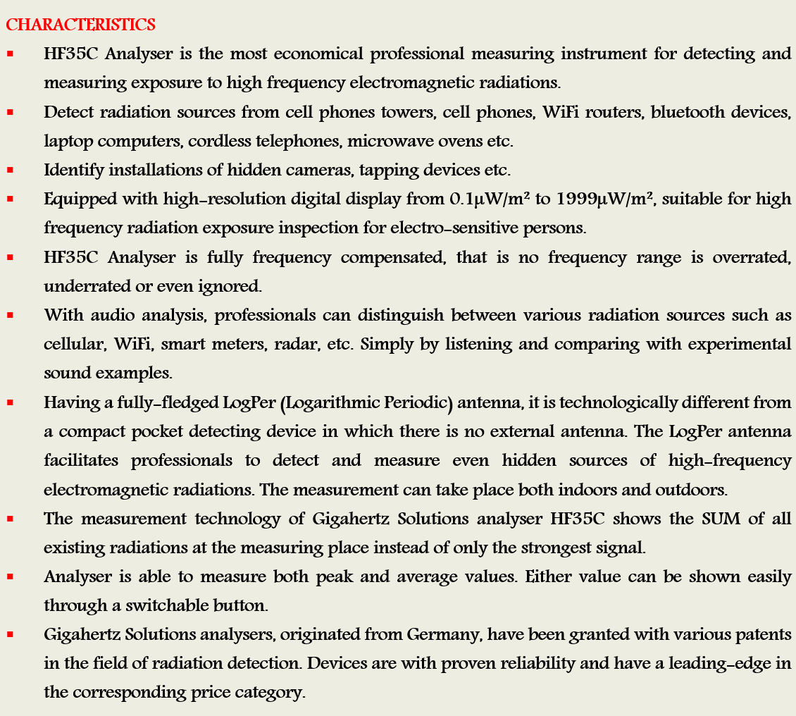 Gigahertz Solutions HF35C Characteristics