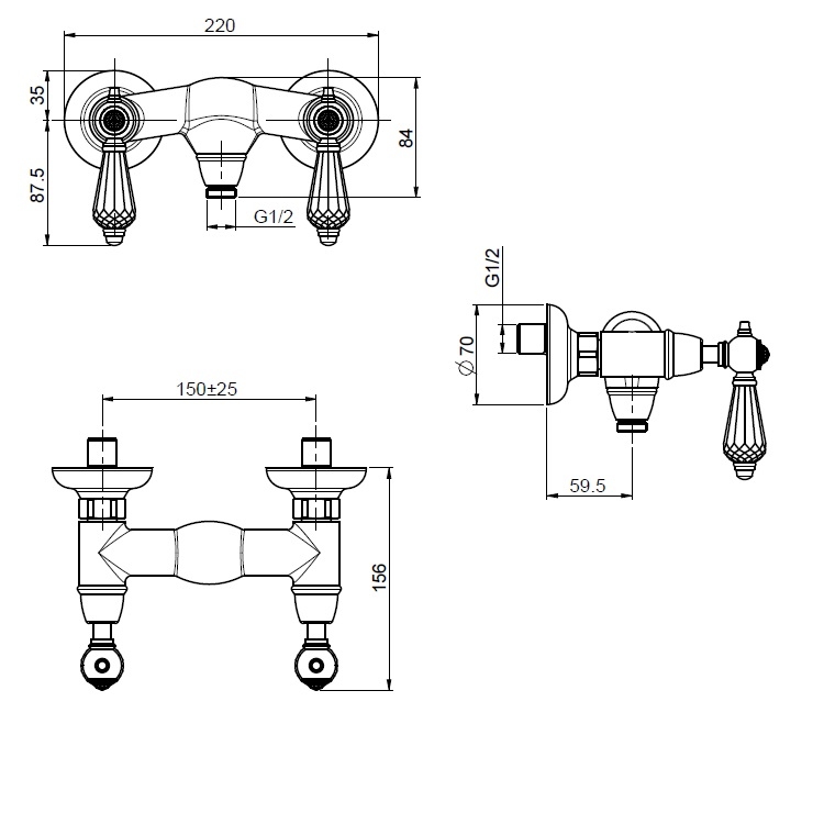 Fima Carlo Frattini "Herend Chic" F5405/1CBCR Shower Mixer