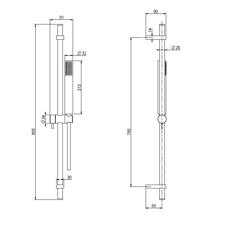 Fima Carlo Frattini F2150CR Sliding Bar w/ hand shower w/ 1.5M Hose