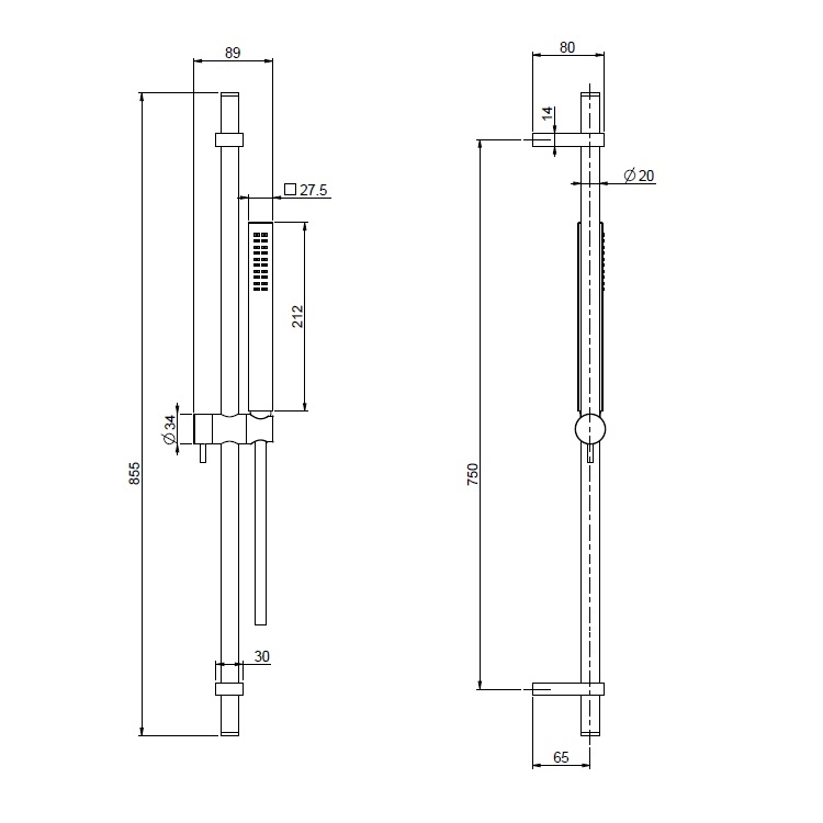 Fima Carlo Frattini F2218CR Sliding Bar w/ hand shower w/ 1.5M Hose