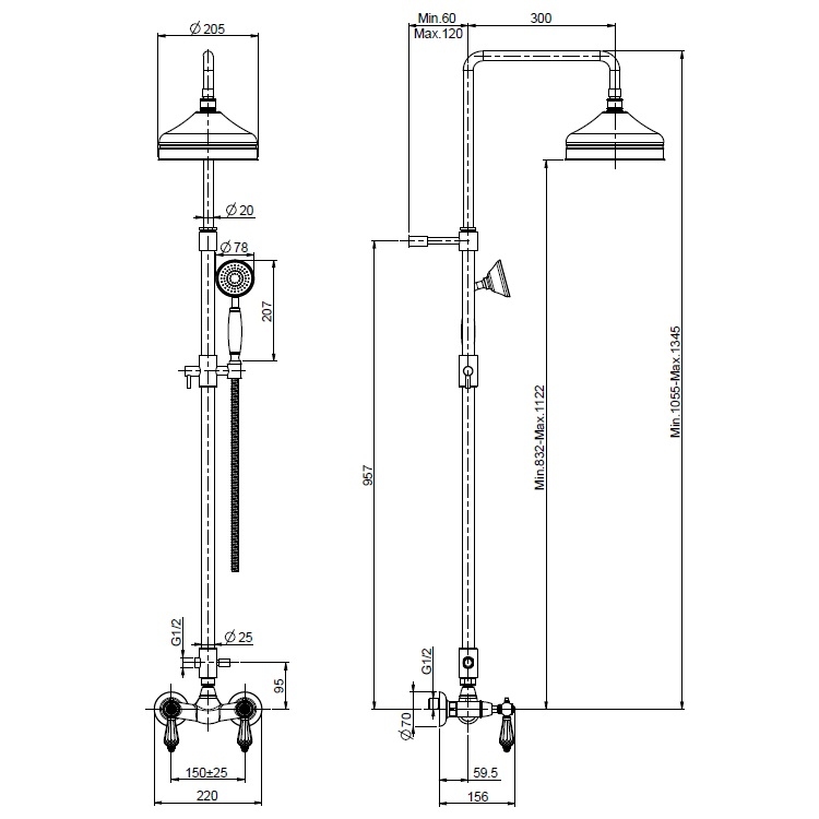 Fima Carlo Frattini F5405/2CBCR Shower Column