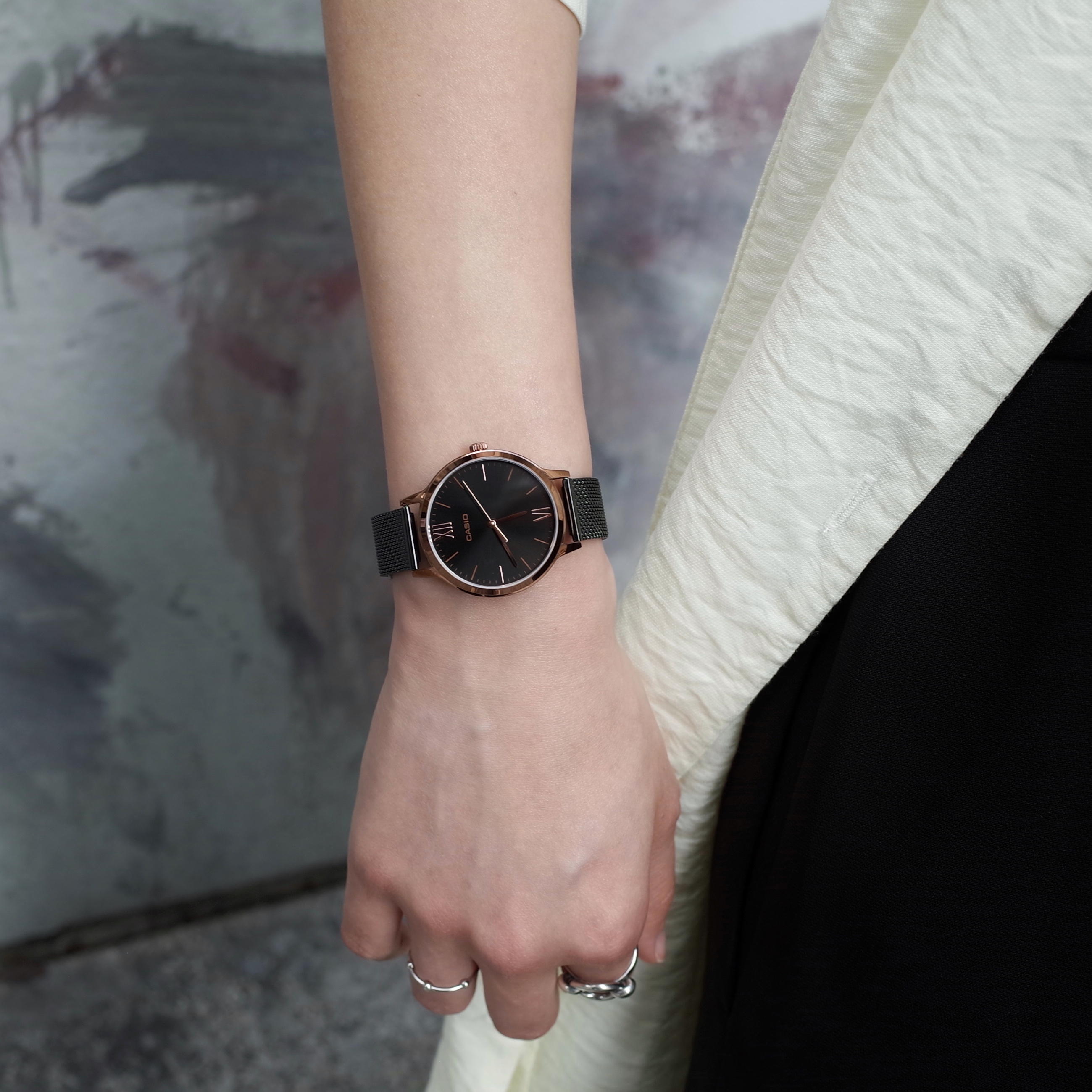 Casio LTP-E157MRB-1B 32mm 玫瑰金 不銹鋼米蘭錶帶