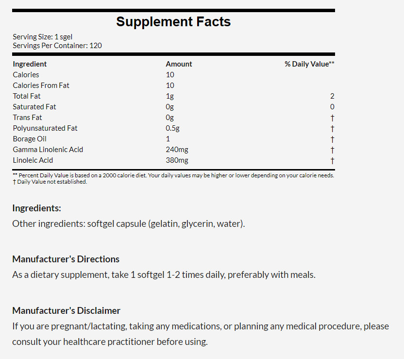 [預購] Now 琉璃苣油 GLA 240毫克 120粒 Borage Oil