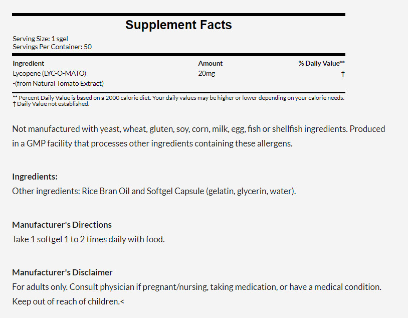 [預購] Now 專利Lyc-O-Mato番茄紅素 20毫克 50粒 Lycopene