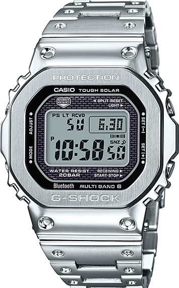 萬年鐘錶 - G-SHOCK   全金屬太陽能藍芽電波防震電子錶  GMW-B5000D-1