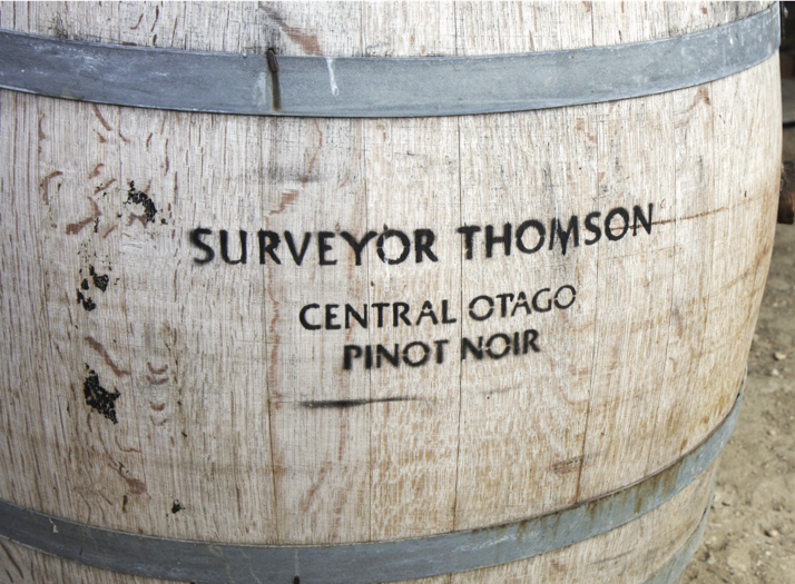 a barrel of Suveyor Thomson Pinot Noir from Central Otago