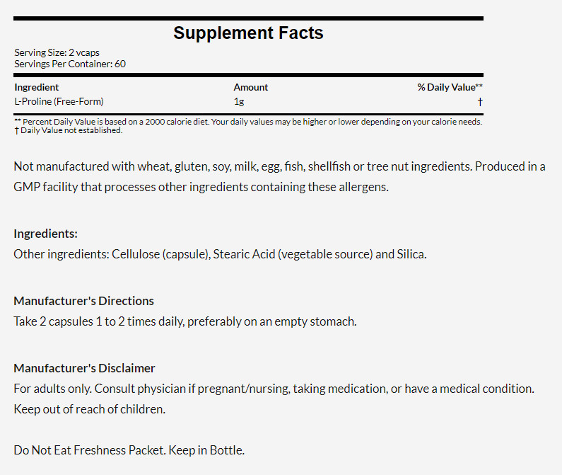 [預購] Now 左旋脯胺酸 500毫克 120粒 L-Proline