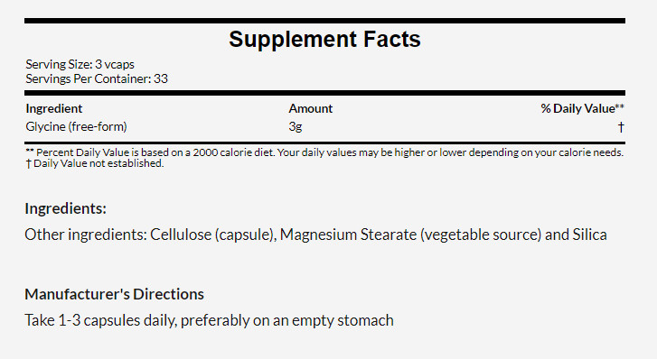 [預購] Now 甘胺酸(甘氨酸) 1000毫克 100粒 素食 Glycine