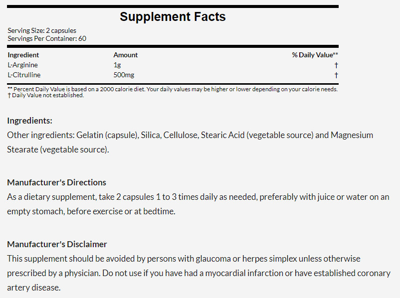 [預購] Now 精氨酸+瓜氨酸 500毫克/250毫克 120粒 / 240粒 Arginine and Citrulline