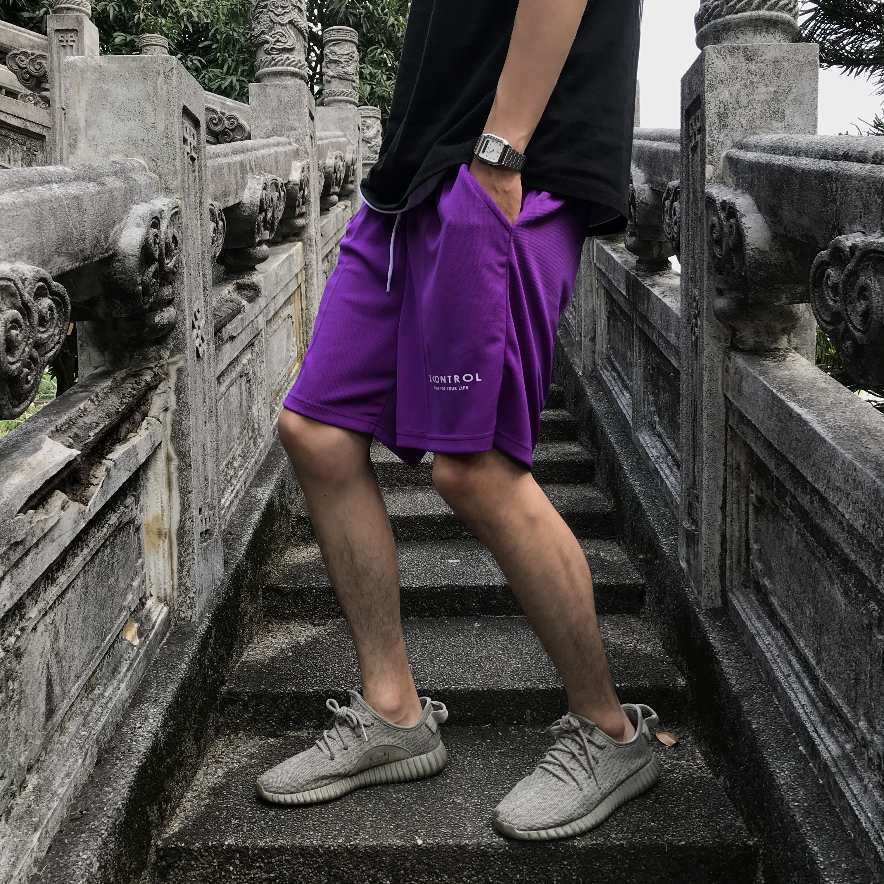XCTRL 基本LOGO透氣短褲-紫