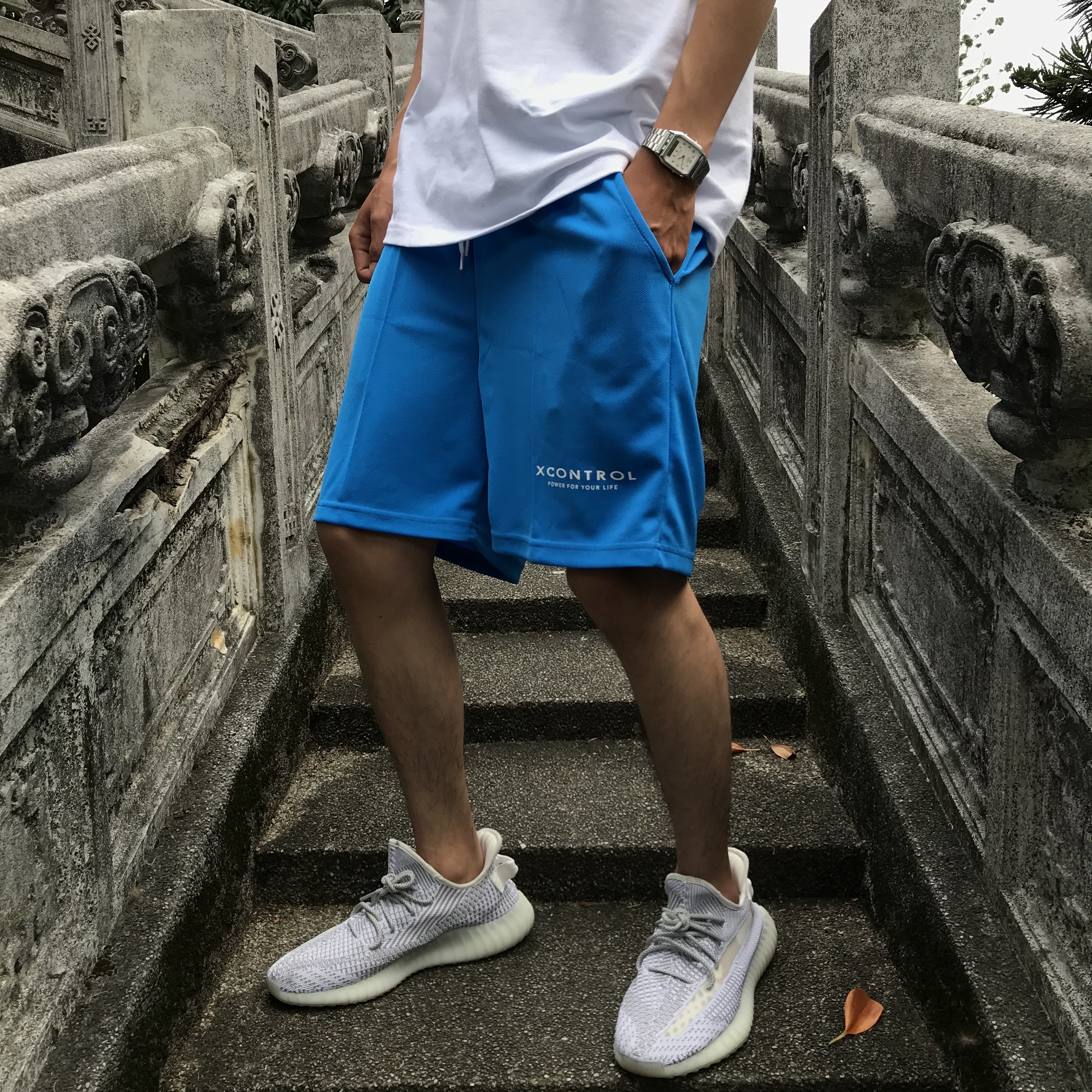 XCTRL 基本LOGO透氣短褲-藍