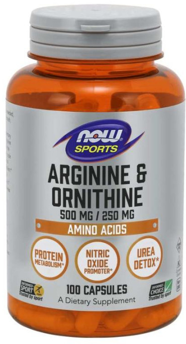 [預購] Now 左旋精氨酸+鳥氨酸 (500mg/250mg) 100/250粒Arginine &Ornithine
