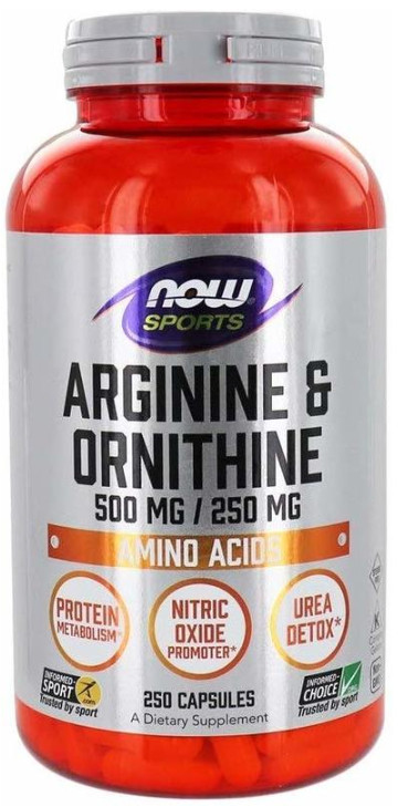 [預購] Now 左旋精氨酸+鳥氨酸 (500mg/250mg) 100/250粒Arginine &Ornithine