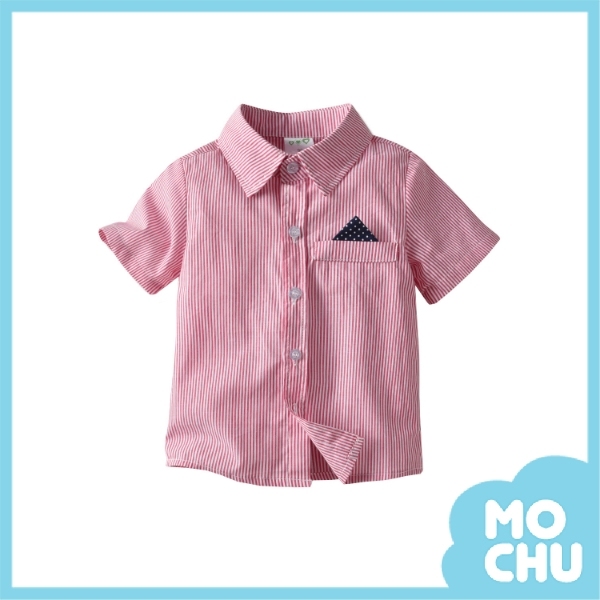 假口袋領巾條紋襯衫