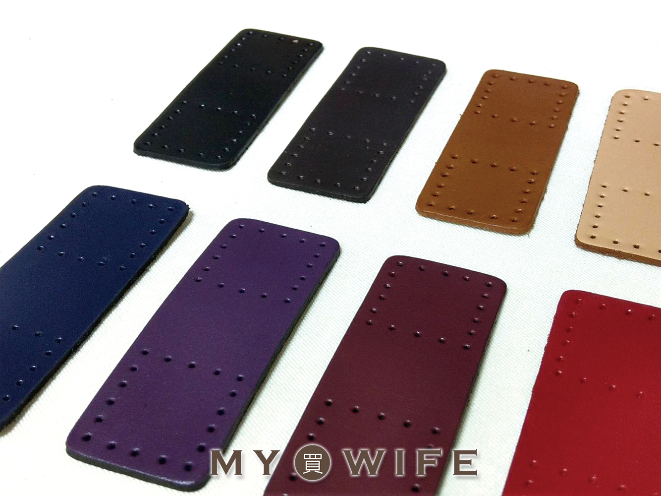 3*8.5cm_真皮縫洞式皮片_4入_8色【12113】