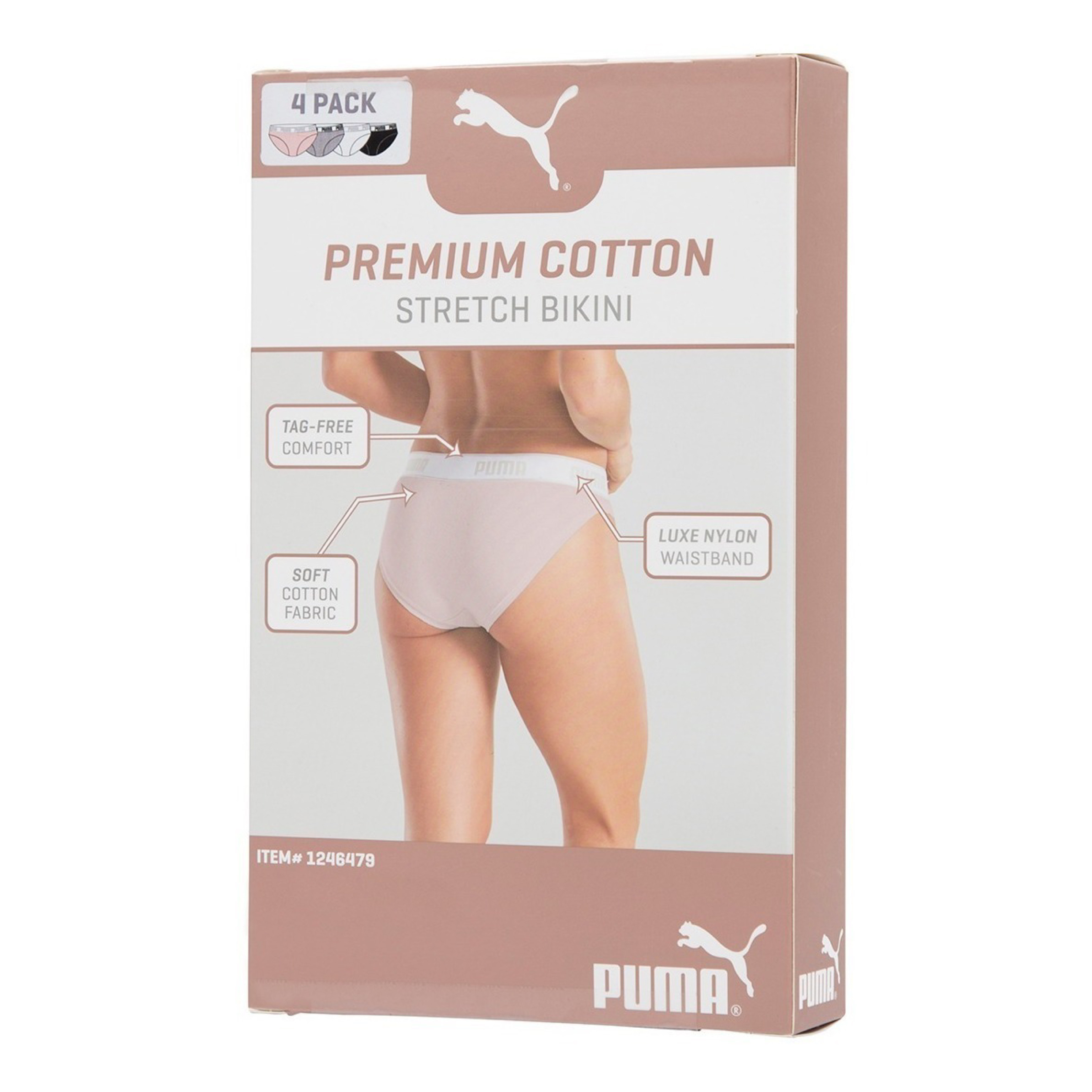 Puma Women's Premium Cotton Stretch Bikini Panties (4 pack)