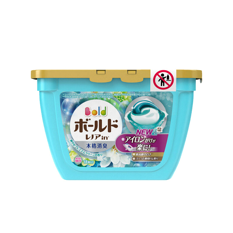 P&G-3D立體洗衣膠球盒裝~百合花香粉 18個入 (液體洗滌劑衣服用) (淺藍)（平行進口）