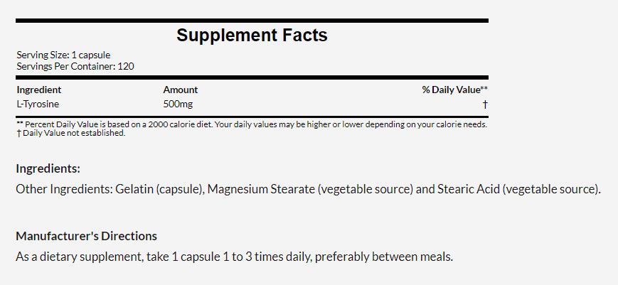 [預購] Now 左旋酪氨酸/酪胺酸 500mg 120粒 L-Tyrosine
