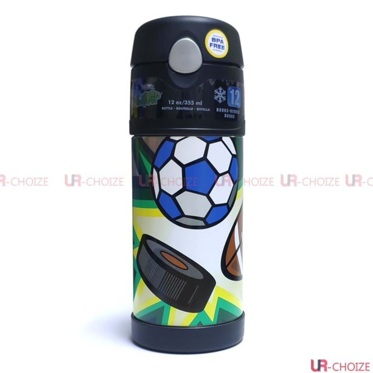 Thermos-不銹鋼兒童吸管保溫杯 (花式球類) 355mL（平行進口）