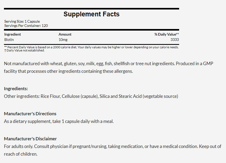 [預購] Now 生物素 10毫克 120粒 Biotin (10mg) Extra Strength