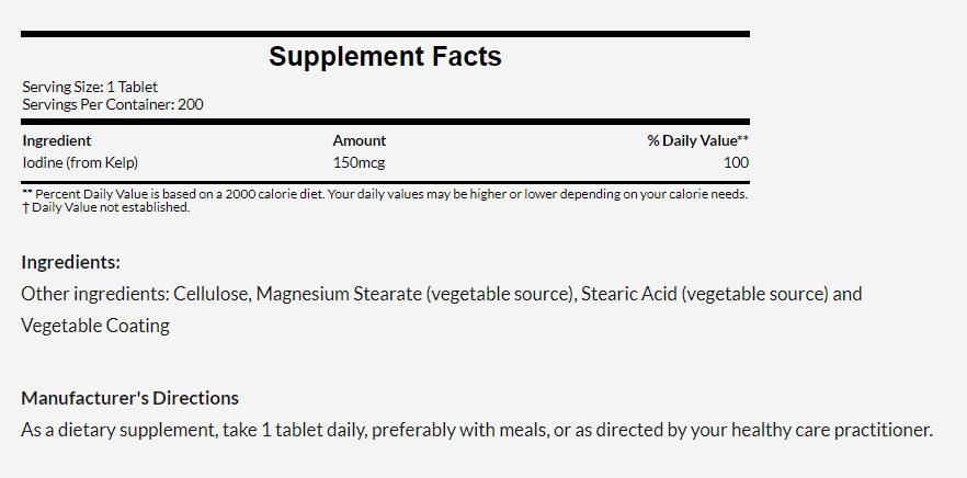 [預購] Now 海帶/碘 150微克 200粒 Kelp