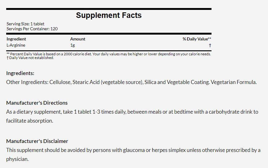 [現貨] Now 左旋精氨酸 1000毫克 120片 L-Arginine