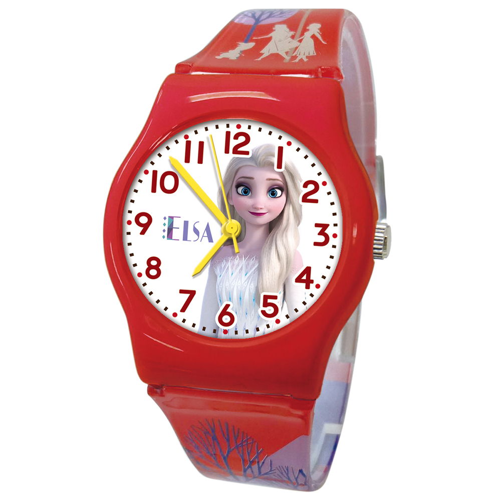 【迪士尼】冰雪奇緣2艾莎Elsa卡通手錶 (紅色15)