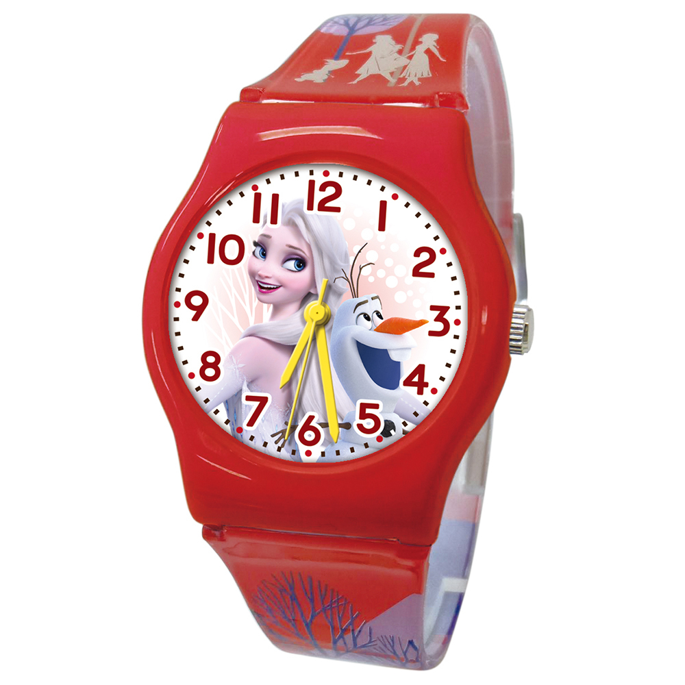 【迪士尼】冰雪奇緣2艾莎雪寶卡通手錶 (紅色13)