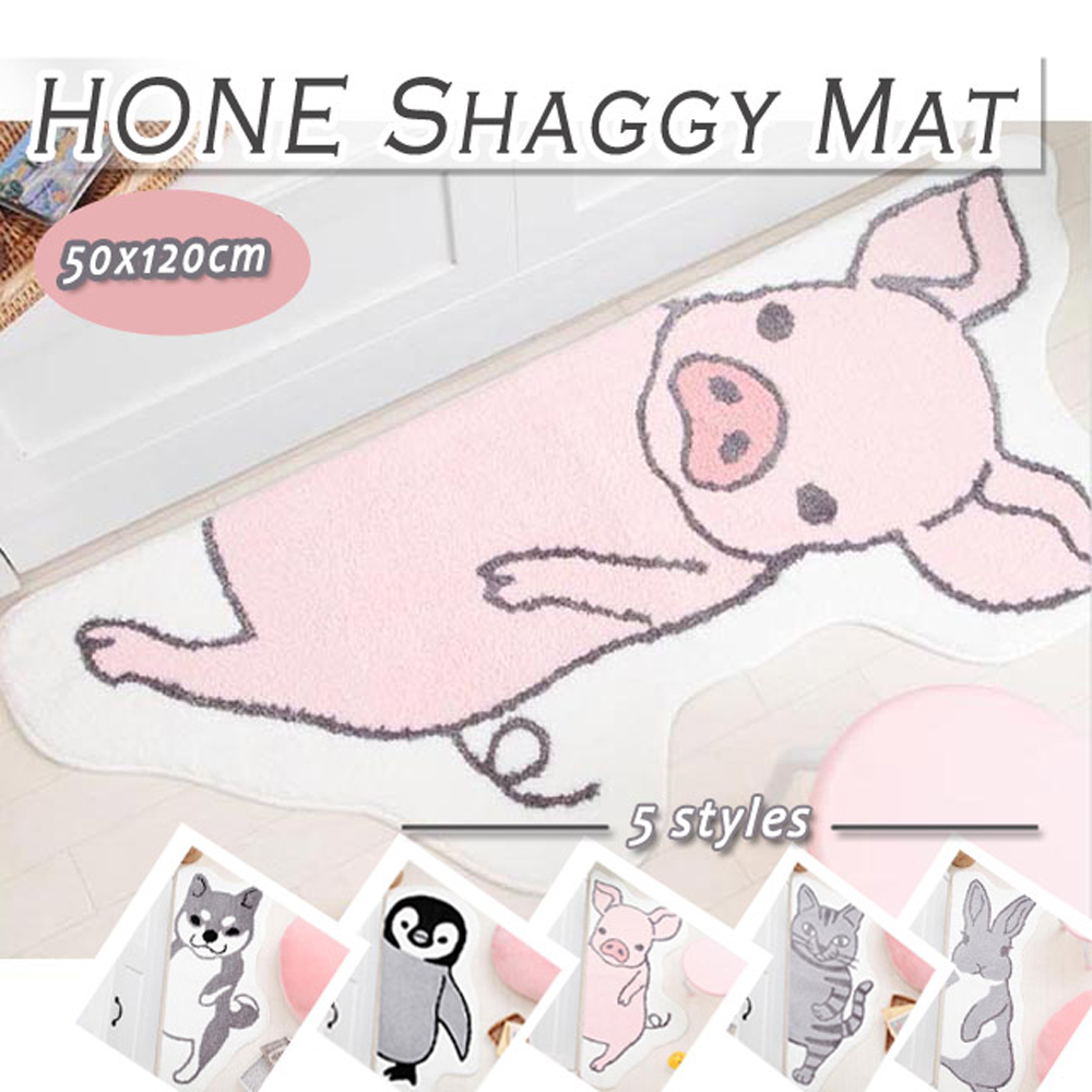 動物造型絨毛吸水長踏墊(50x120cm)_小豬