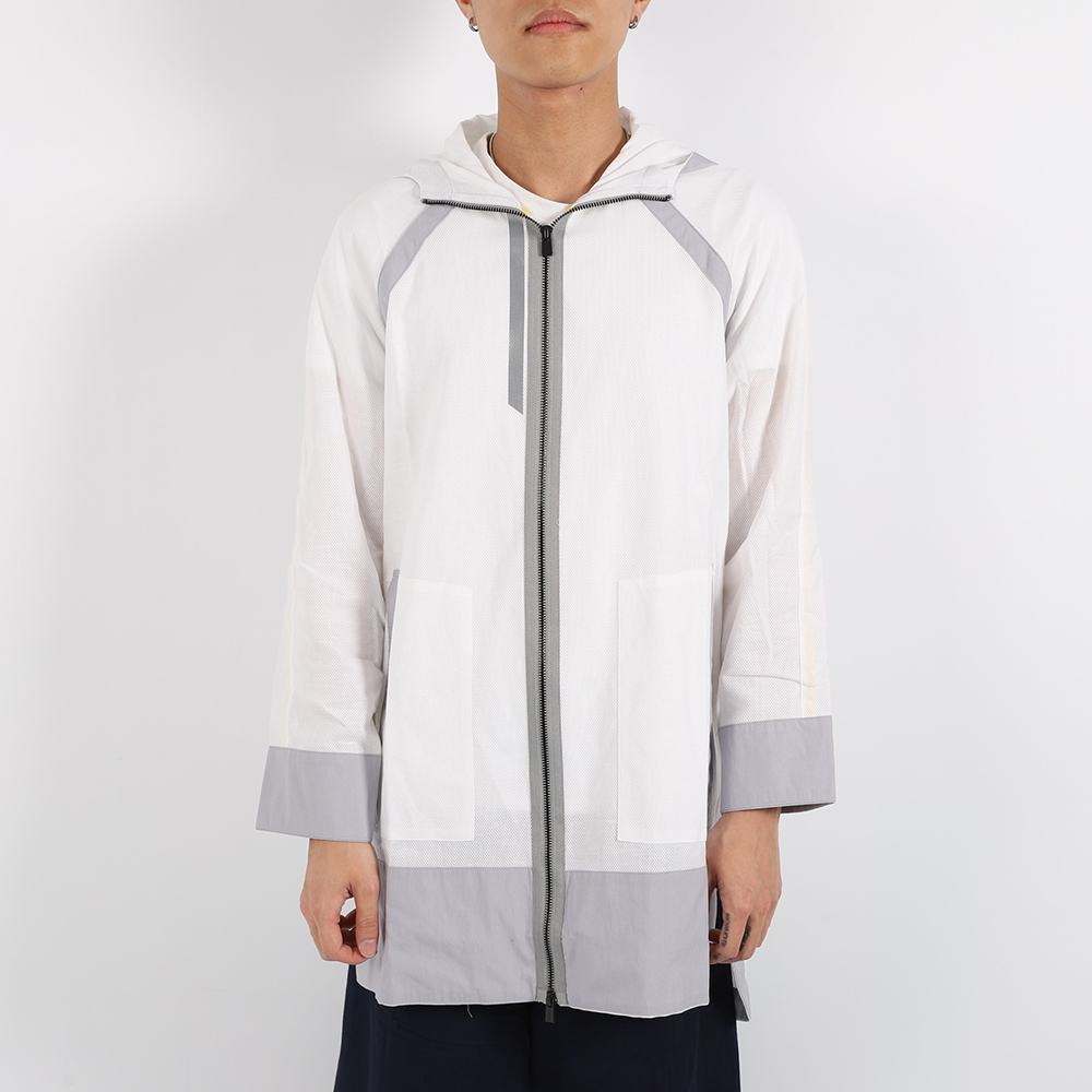 順風 網眼拉克蘭袖長外套(白灰)