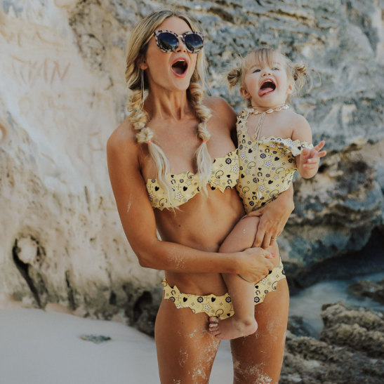 Geometric Yellow Swimsuit