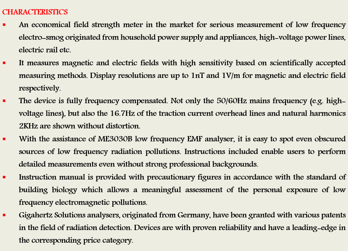 Gigahertz Solutions ME3030B Characteristics