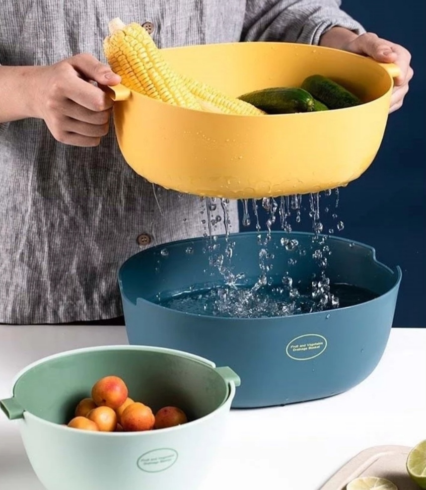 時尚雙層蔬果瀝水籃