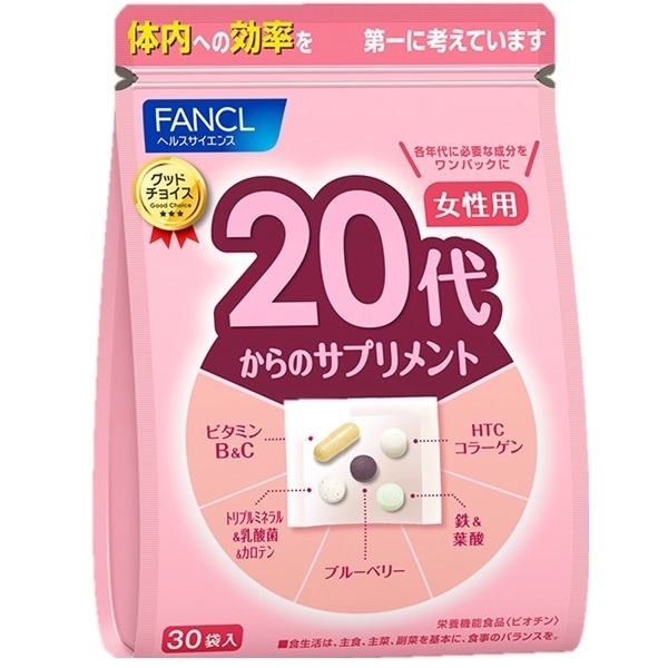 FANCL - (新版) 20代女性綜合營養維他命補充丸 (30小包)(粉色)(平行進口)