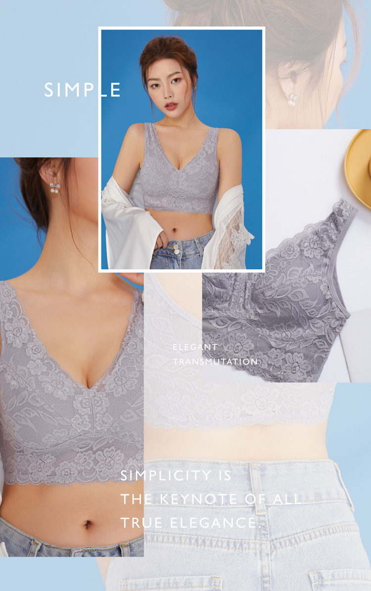 Olivia 無鋼圈軟蕾絲後交叉美背舒適內衣