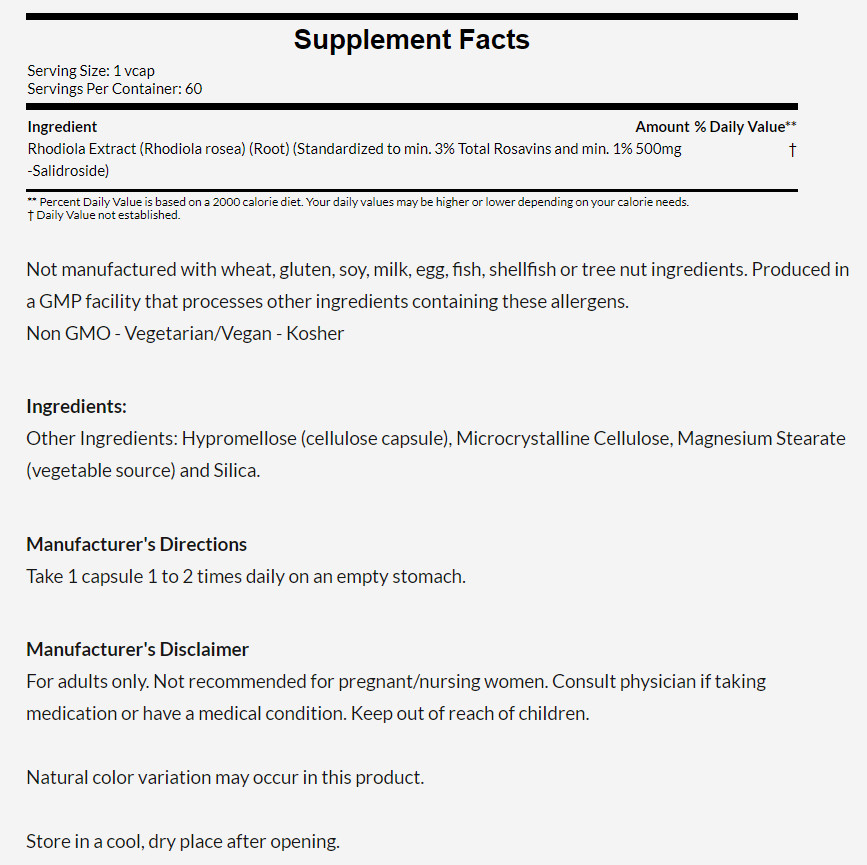 [預購] Now 紅景天 500毫克 60粒 Rhodiola