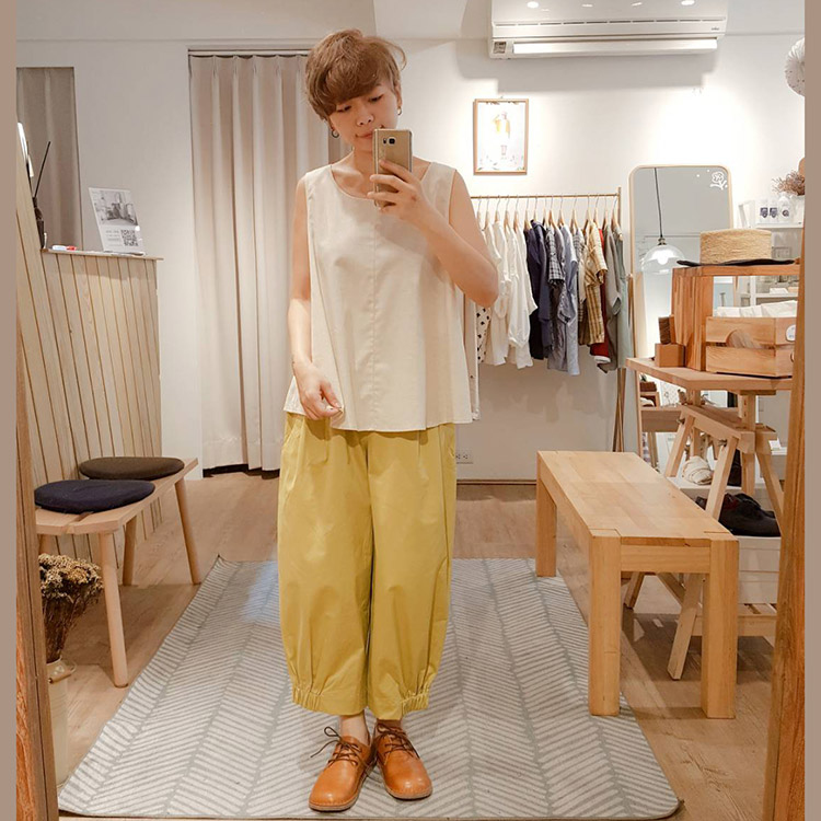 自由空氣可可米棉麻背心