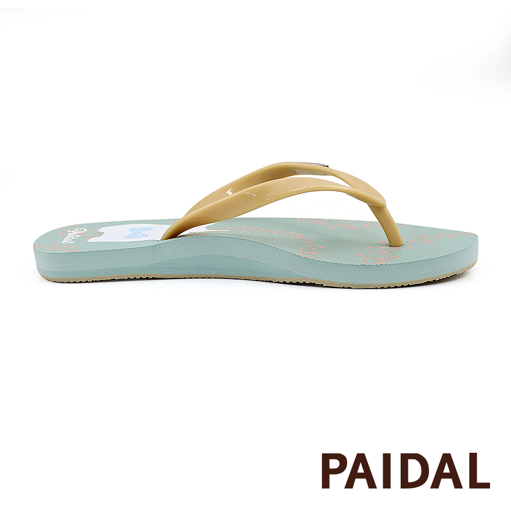 Paidal 童話雪兔枝葉夾腳涼拖鞋-綠