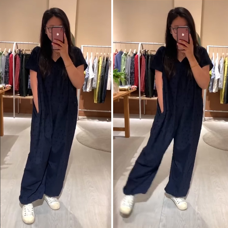 星星夢遊V領短袖連身褲